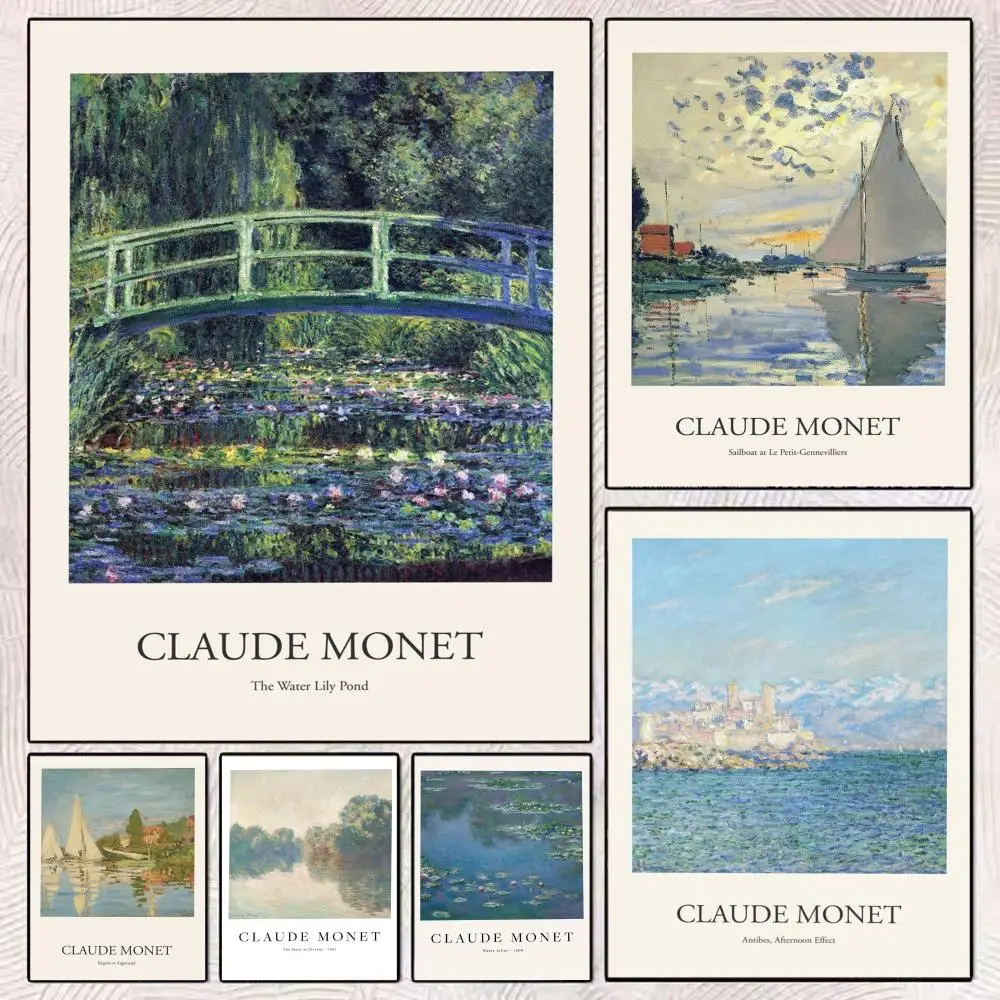 كلود مونيه ريترو النفط اللوحة الخط المضادة للتجاعيد قماش المشارك جدار جدارية الفن صور لغرفة المنزل الفضاء ديكور