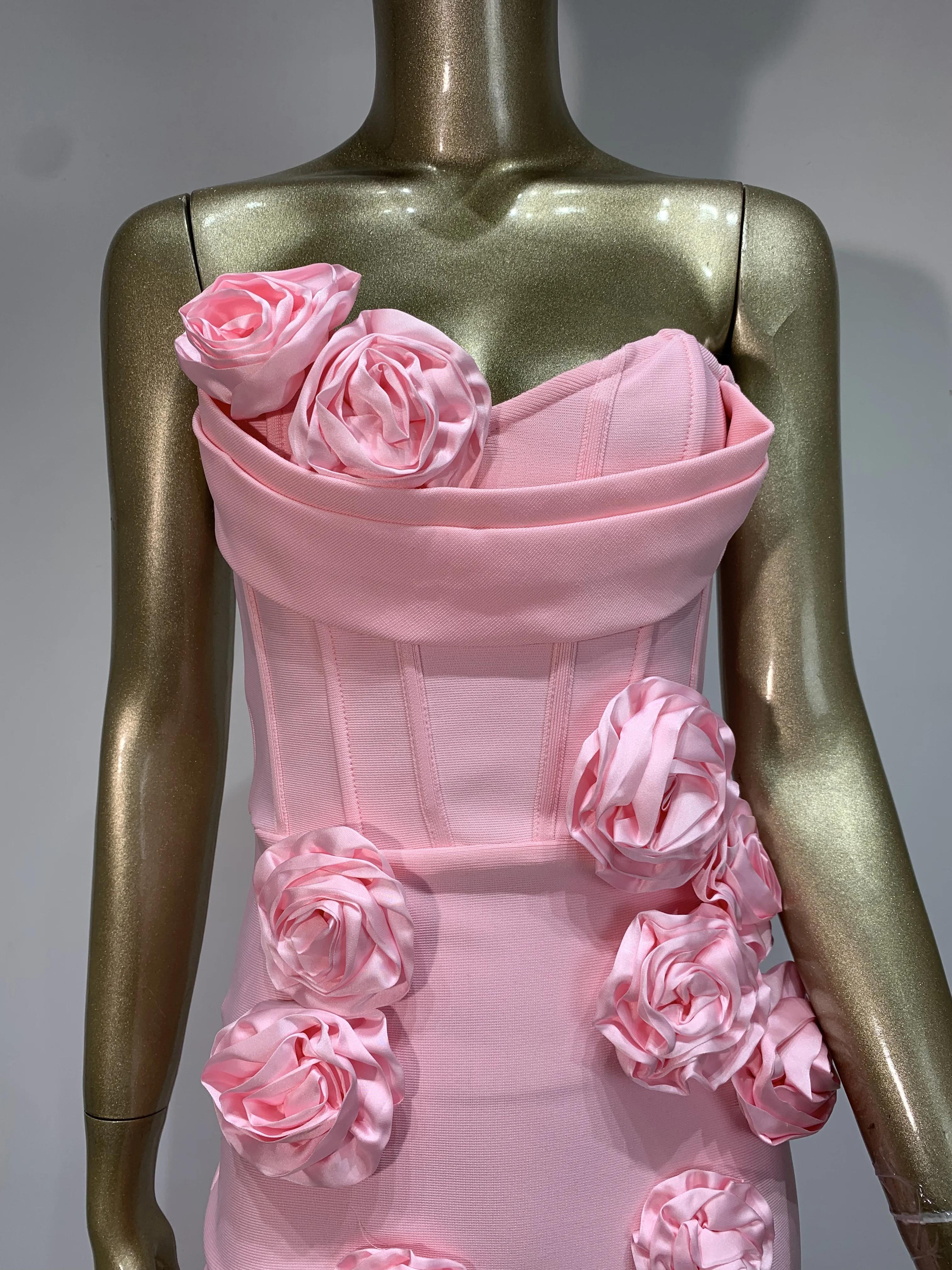 فستان حفلات نسائي وردي بدون حمالات مزين بطول الكاحل طويل قطعة واحدة فساتين حفلات مسائية للمشاهير شارع العليا #5