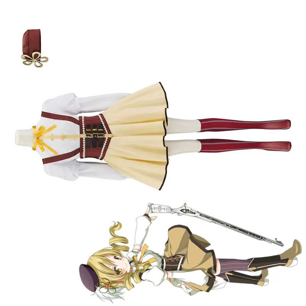 

Anime Mami Tomoe Cosplay Costume Magical Girl Fantasia Fighting Uniform Dress Suit Halloween Carnival Party Lolita Ball Gown