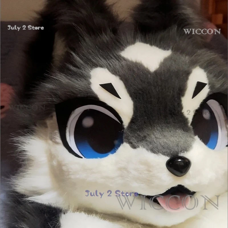 كول Fursuit الحيوان رئيس الوحش زي Fursuit فروي رئيس لطيف Kawaii الكلب الذئاب الوحش رئيس ازياء والاكسسوارات دعوى