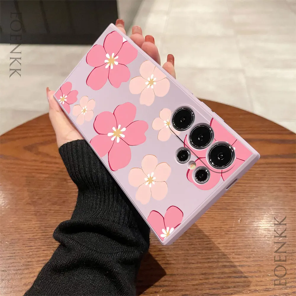 Pink Floral Phone Case For Samsung Galaxy S25 S24 S23 S22 S21 Ultra FE A25 A32 A33 A72 A73 Note 10 20Plus 5G Silicone Soft Cover view 5