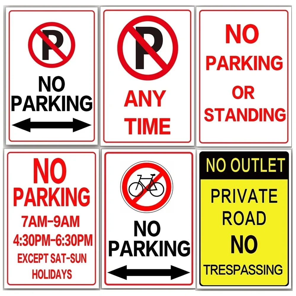 English No Stopping Stickers Waterproof PVC Garage Entrance Area Warning Signs PRIVATE ROAD NO TRESPASSING Reminder Sign