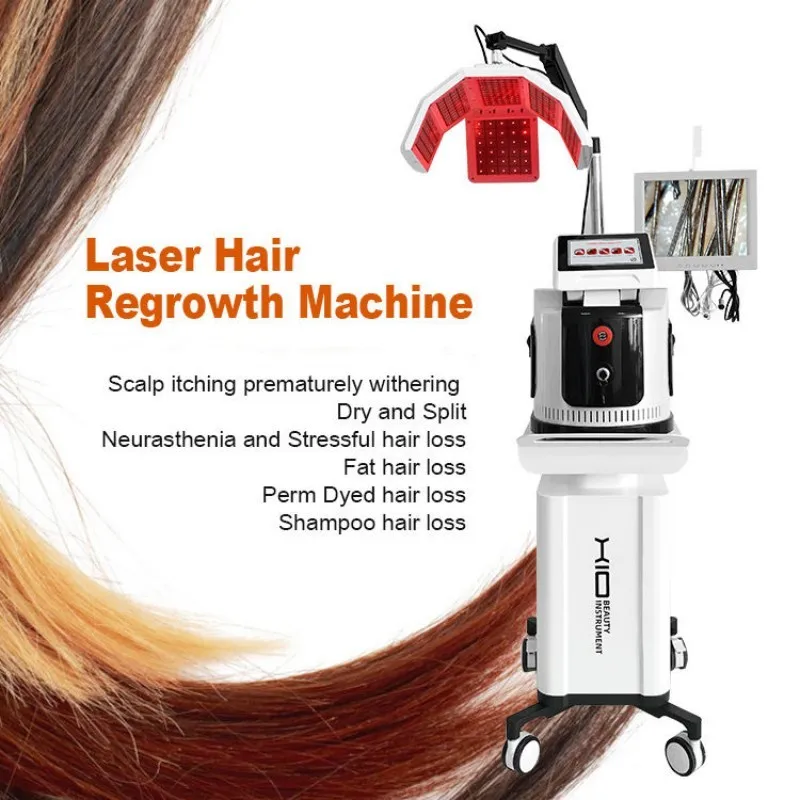 

Профессиональный лазерный аппарат для роста волос, лечение роста волос, анализатор кожи головы, 650 нм, диодный лазер, устройство для восстановления волос, салонное устройство