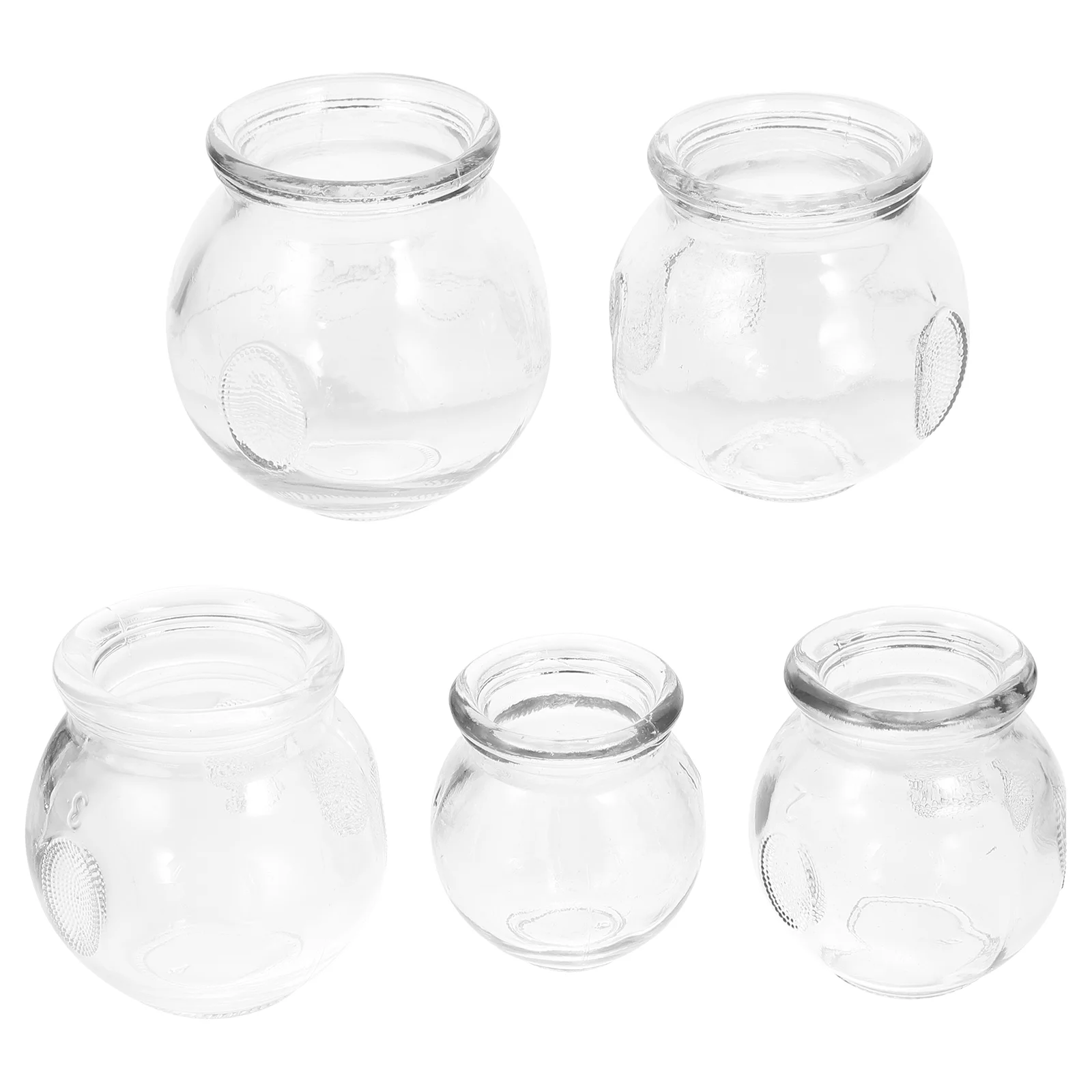 

5 Pcs Glasss Massage Cups Cupping Glasses Vacuum Massager Tool Kit White Suction