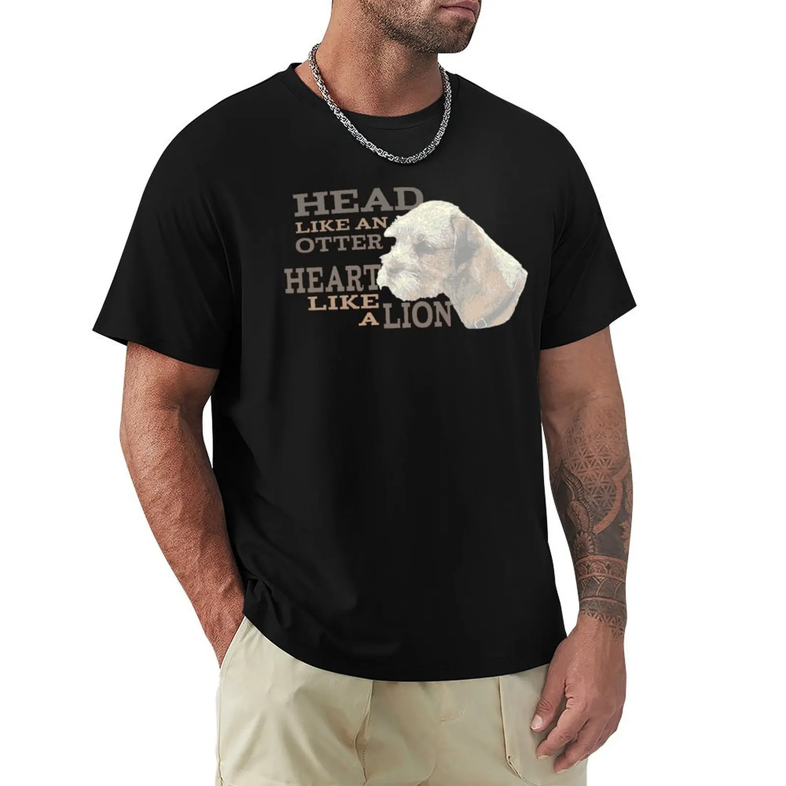 Border Terrier Love - Head Like an Otter, Heart Like a Lion T-Shirt Work Wear Simple Tee Shirt