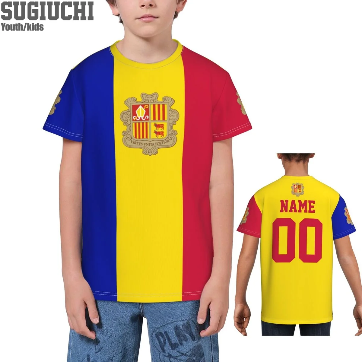 Custom Name Number Andorra Flag Emblem 3D T-shirts For Kids Youth Boy/Girl Tees jersey Soccer Football Fans Gift T shirt