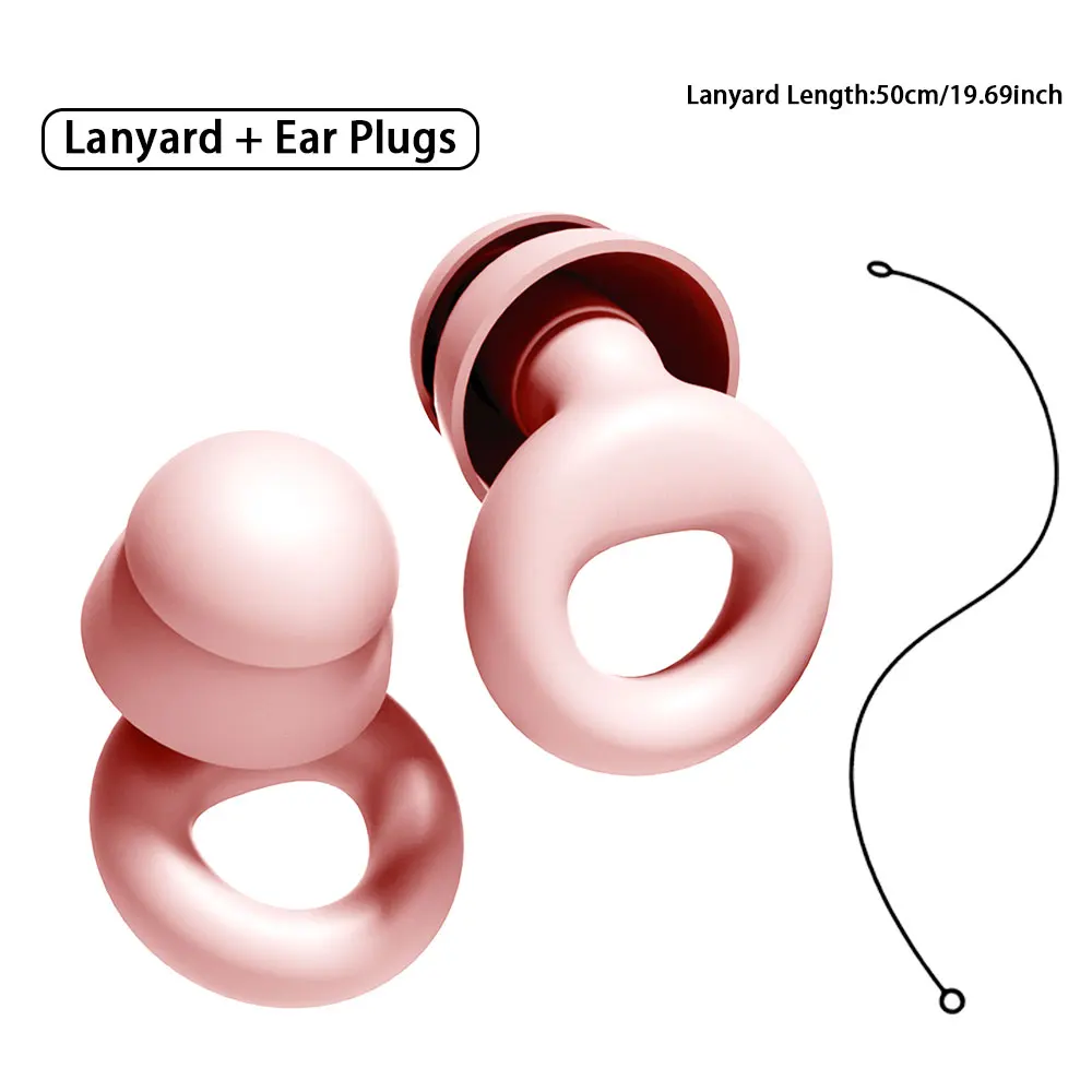 1 Pair Double‑layer Soft Silicone Earplugs Anti‑noise Ear Plugs For Concerts Sleeping Swimming Reusable Waterproof Ear Inserts