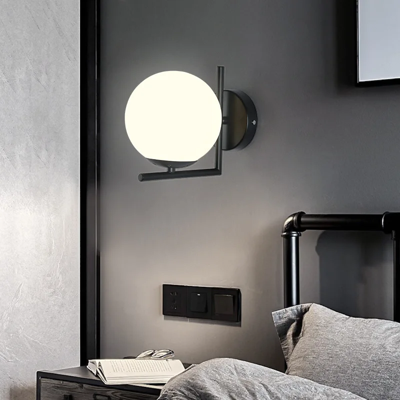 Modern Wall lamp Nordic Simple Interior Spherical Golden Wall Lights Sconces For Bedroom Bedside Stairs Balcony Gold Black