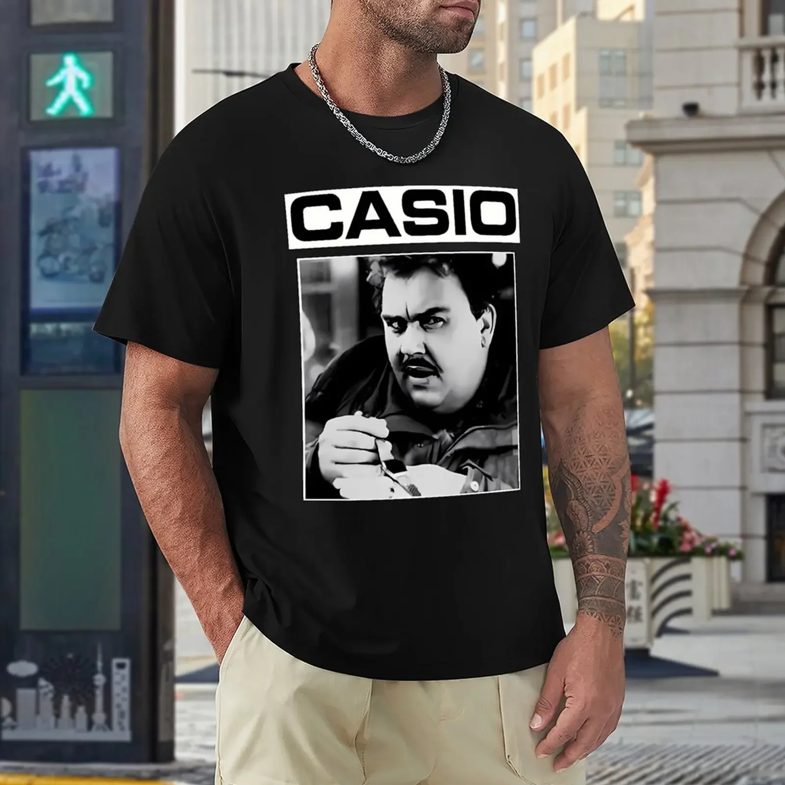 John Candy Casio T-shirt custom design for his own boy white men's pattern T-shirt fun casual street wear pure cotton