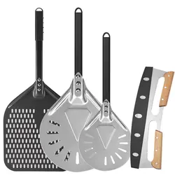 7/9/12inch Perforated Aluminum Metal Pizza Turning Peel Professional Pizza Spatula Paddle for Homemade Pizza Oven Accessories