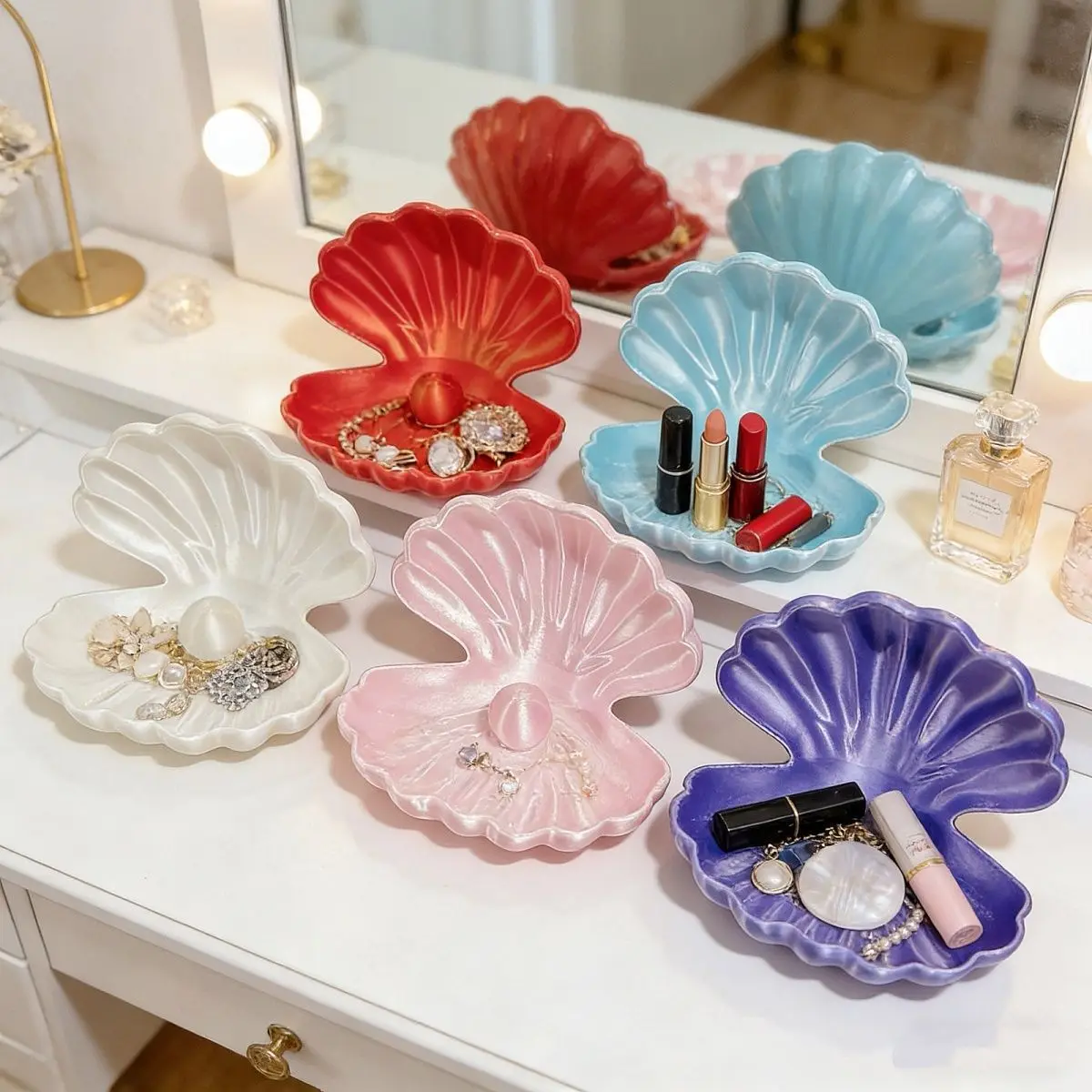New 3d Printed Shell Jewelry Storage Tray Desktop Room Decoration Earrings Ring Bracelet Tray Decoration