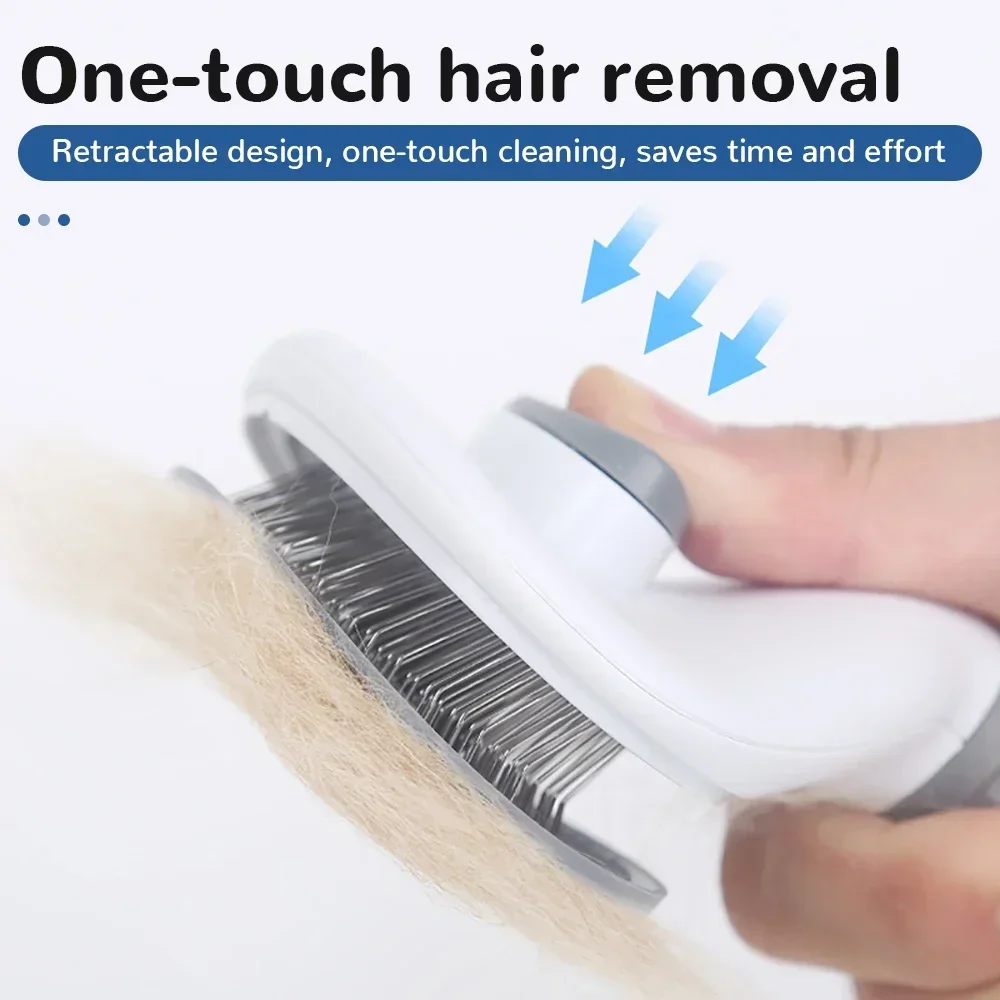 Pet Hair Removal Brush Pet Cleaning and Grooming Products Stainless Steel Automatic Hair Removal Cat Comb Pet Grooming Products image 2