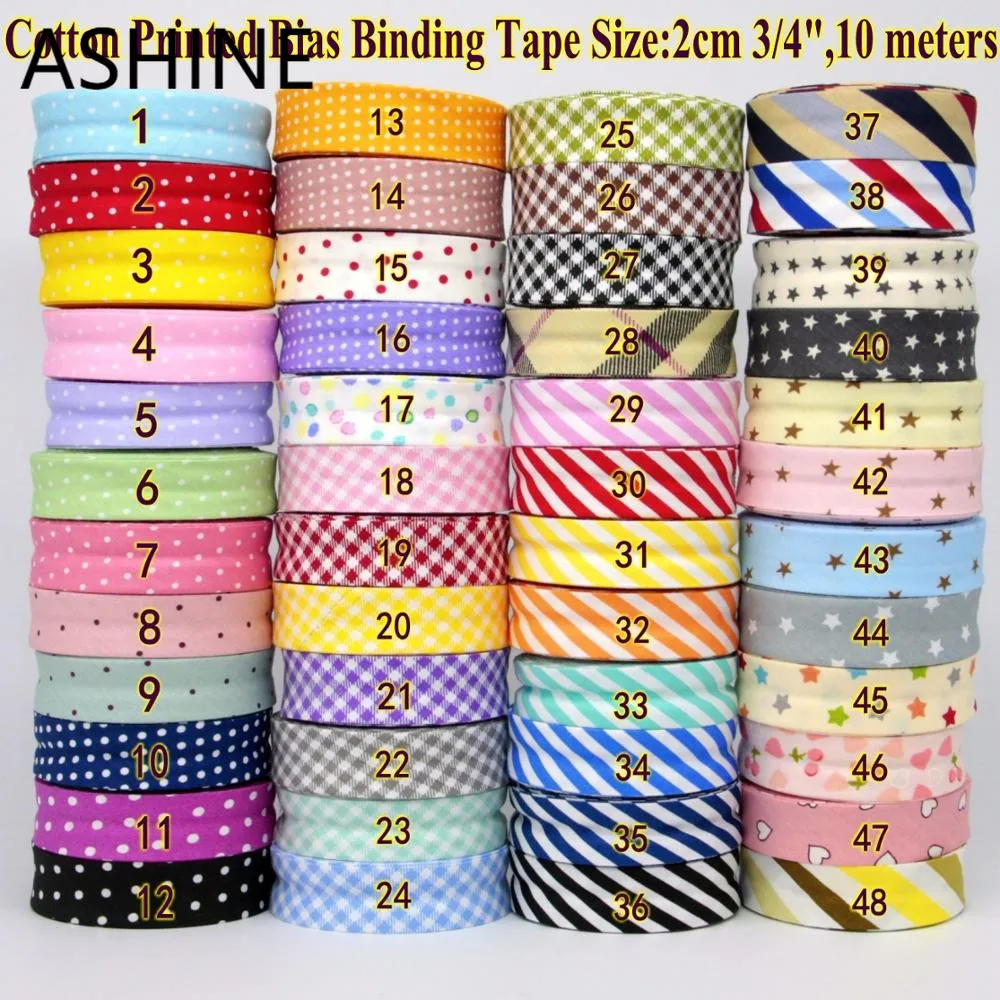 100% nastro di rilegatura diagonale in cotone griglia a strisce Dot Heart Trim Ribbon 25mm,20mm 10meter Fold Bias Binding Tape accessori per il