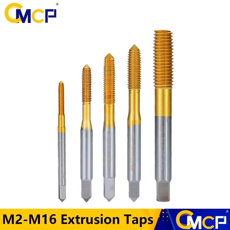 CMCP 1 Stück Gewindeformender Extrudierter Gewindebohrer TiN-beschichtet für Aluminium Metall Stahl M2 M2.5 M3 M4 M5 M6 M8 M10 M12 M16