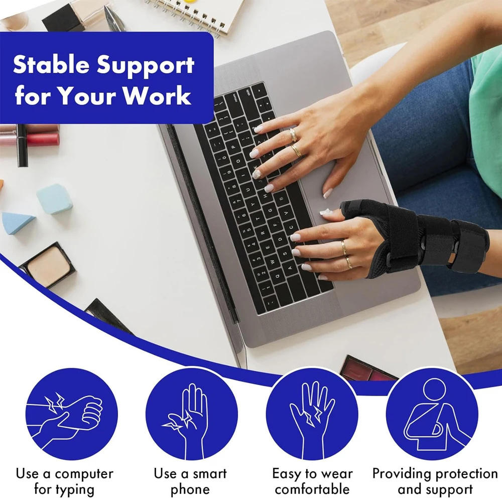 

1 шт., бандаж на запястье с шиной для большого пальца, поддержка запястья, Spica для большого пальца, поддержка большого пальца при артрите, проливании, боль в тунеле запястья, спорт