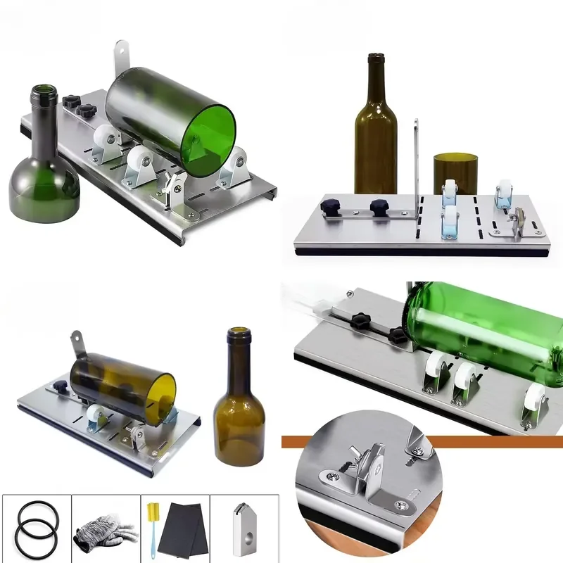 Precision glass cutter for wine bottles and stainless steel pipes with adjustable scoring wheel Heavy manual tube slicer