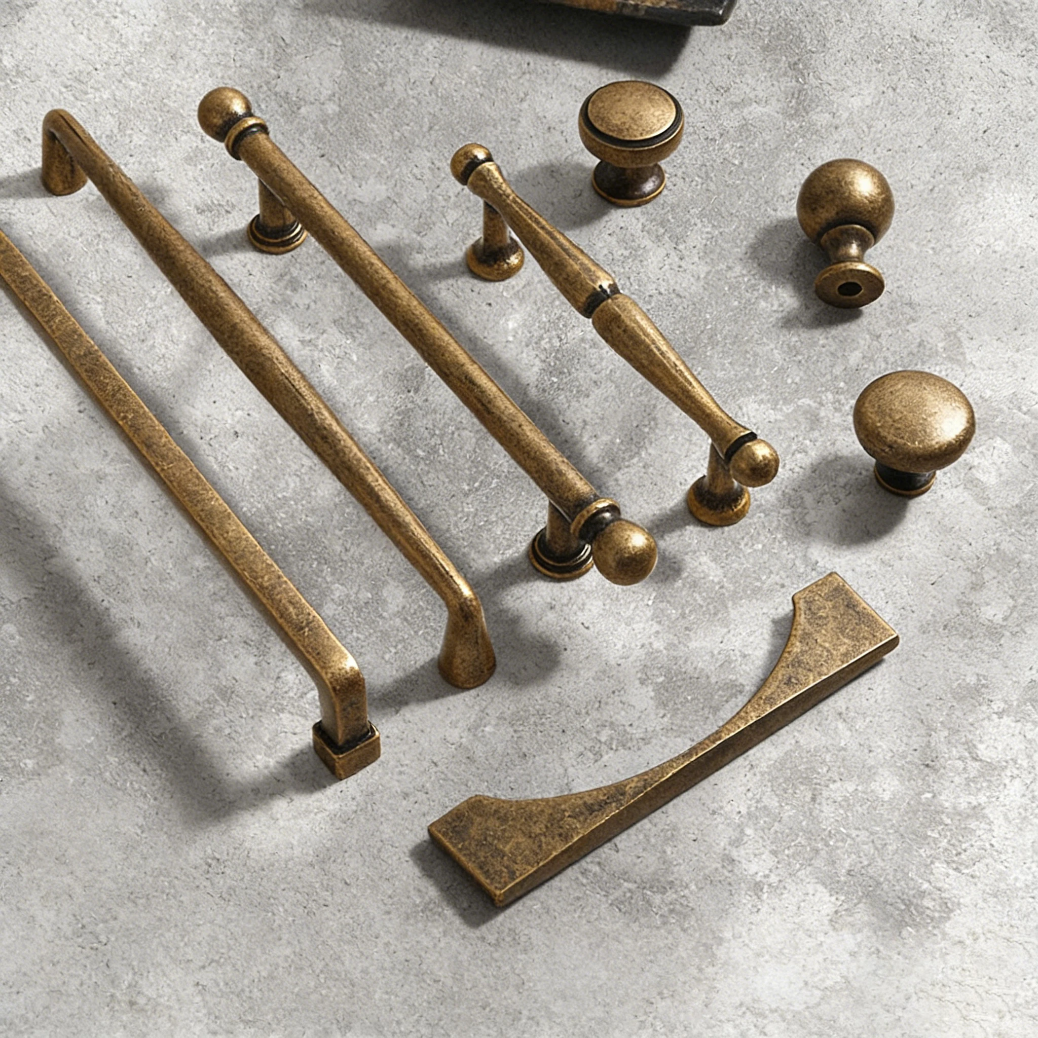 Retro Brass Handmade Cabinet Door Knobs and Handles Furniture Cupboard Wardrobe Drawer Pull Antique T Bar Handles