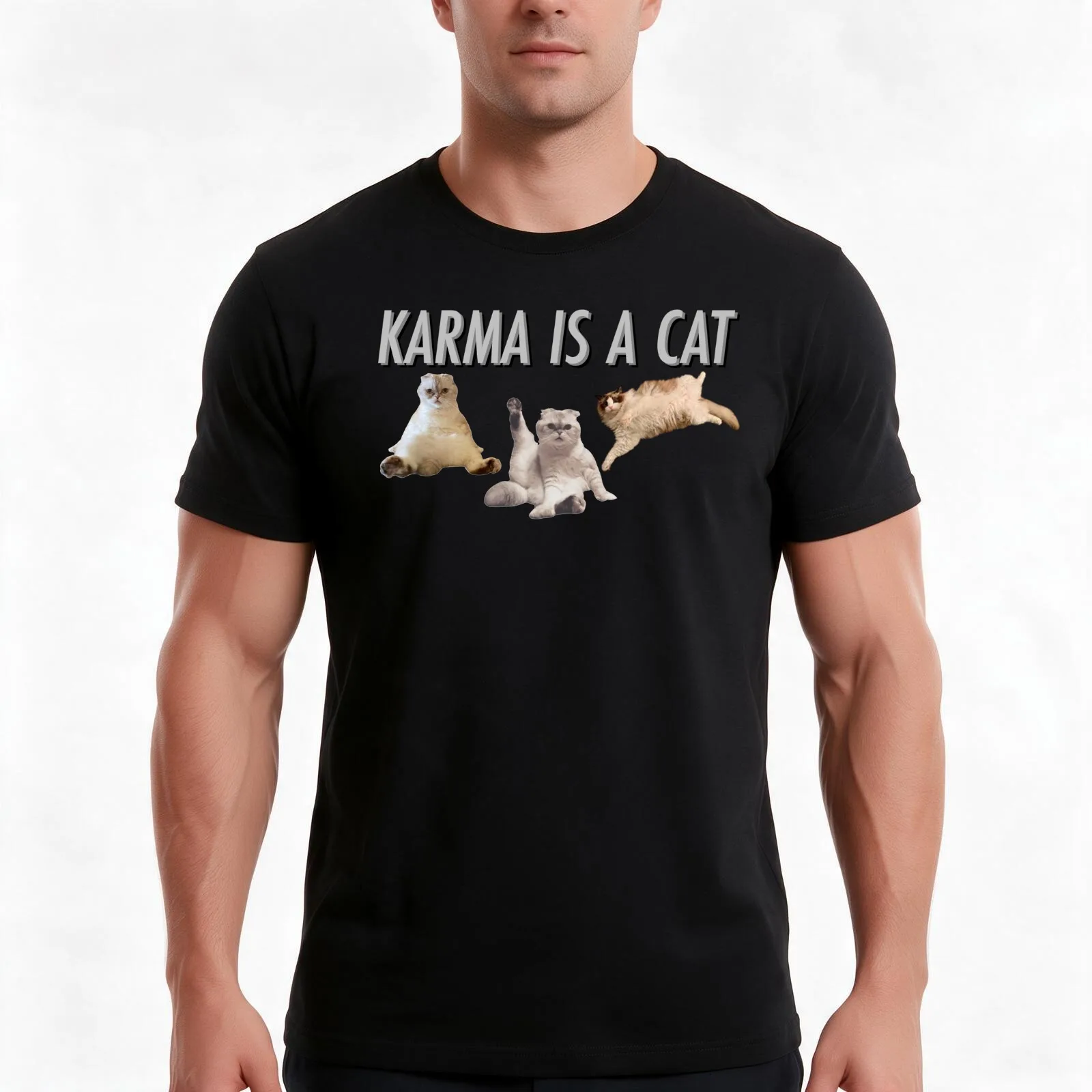 karma is a cat meredith olivia benji swift T-Shirt Summer Casual Cotton Tee Oversized Streetwear Tops Vintage Graphic Print