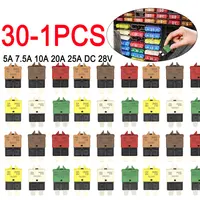 Fusible de cuchilla de disyuntor de 30-1 piezas, accesorios para automóviles, reinicio Manual, adaptador de fusible, reinicio para coche, camión, barco, marino, 5A - 28V