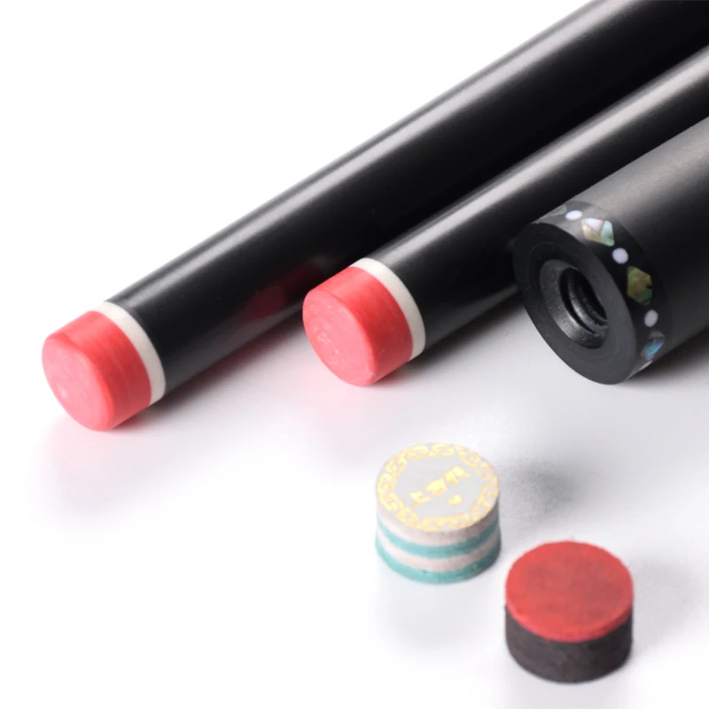 Low deflection high-precision billiard cue, high-modulus carbon fiber forearm with customizable tip sizes.
