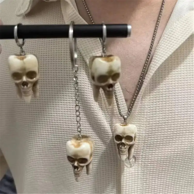 57qa Schädel Ornamente Anhänger Halskette Schlüssel schmücken Schädel Anhänger Ohrringe – Detail 5