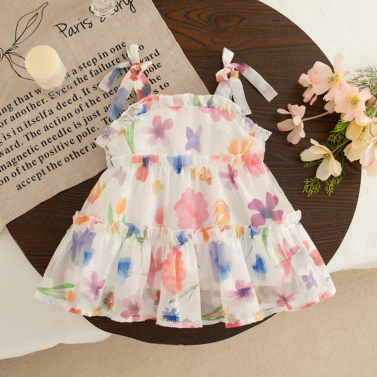 Baby Girl Dress Summer Bow And Flower Pattern Halter Puffy Baby Girl Princess Dresses Cute Casual Beach Girl Dress