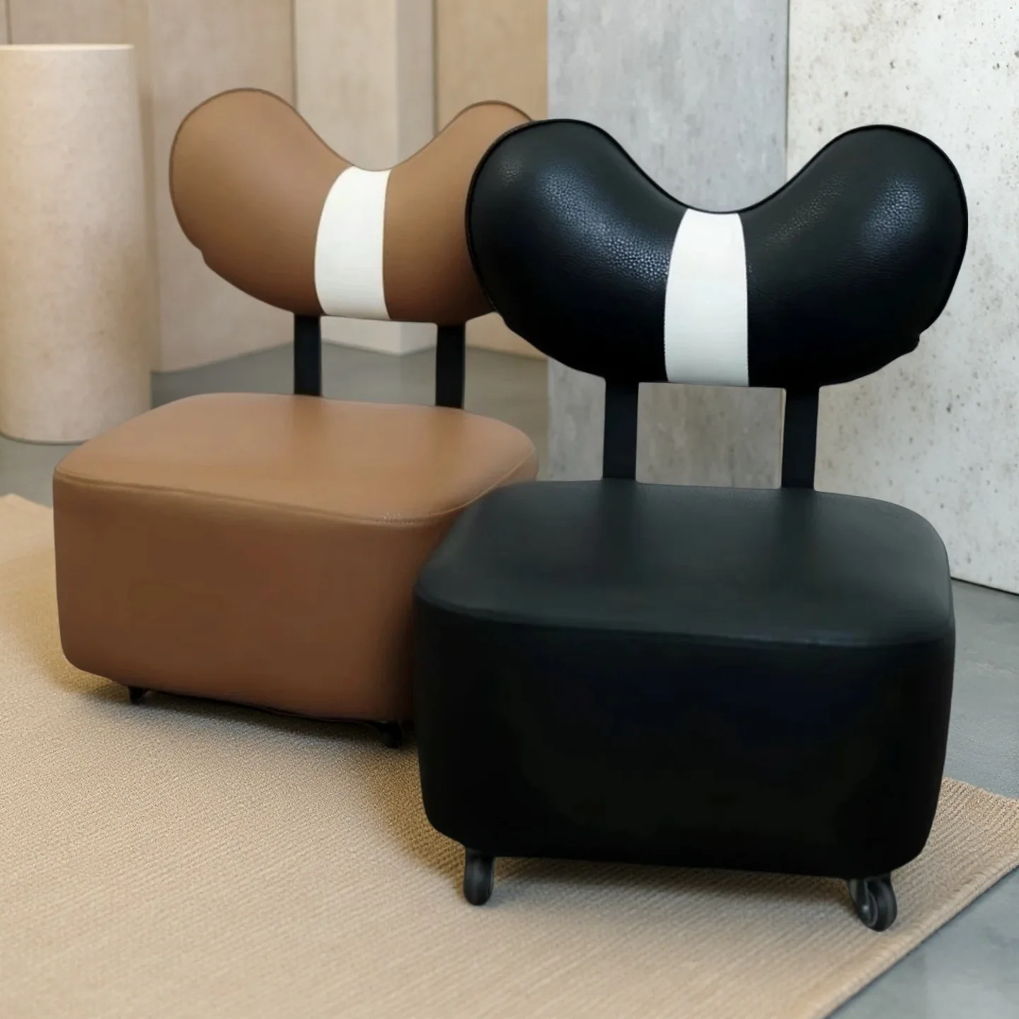 

Makeup Stool Chair Movable Shoe Changing Stool with Universal Wheel Lazy Sofa Backrest Kids Stool