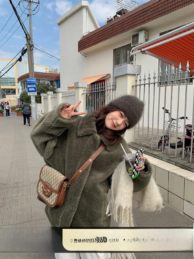 

Шерстяное пальто Teddy Sle с мехом, женское зимнее модное пальто с квадратным воротником, длинными рукавами, повседневное, приталенное, молодежное, бренд CC