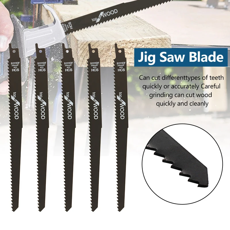 CMCP 1/2/5PCS S1111DF Reciprocating Saw Blade 9 inch 6TPI High Carbon Steel Pruning Saw Blade For Cutting Wood
