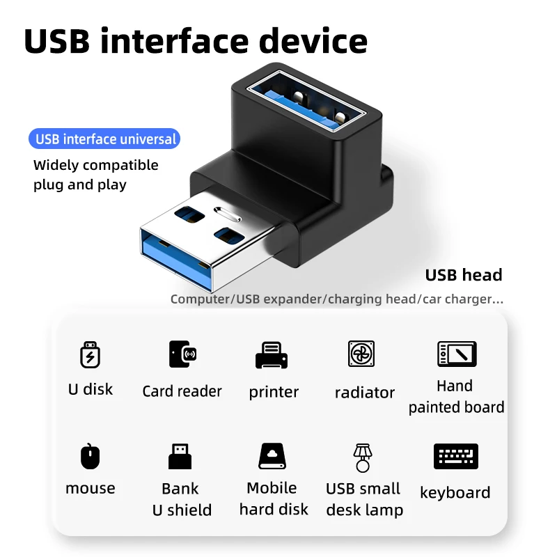 Obrázek 5: USB A ženské na USB A pánský adaptér 90°/180° konvertor USB3.2 10gbps vysokorychlostní převodovka pro notebooky USB levý bok lodi přístrojů