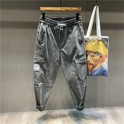 Outdoor 2022 Frühling Herbst Multi Tasche Baumwolle Overalls männer Lose Bein Track Casual Hosen Mode Kordelzug Cargo Hosen