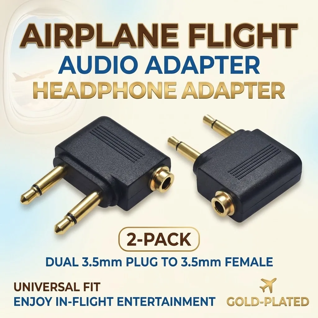 Audio Adapter Jack 3.5mm Mono To Stereo Plug Airline Airplane for Airplane Travel Headphone