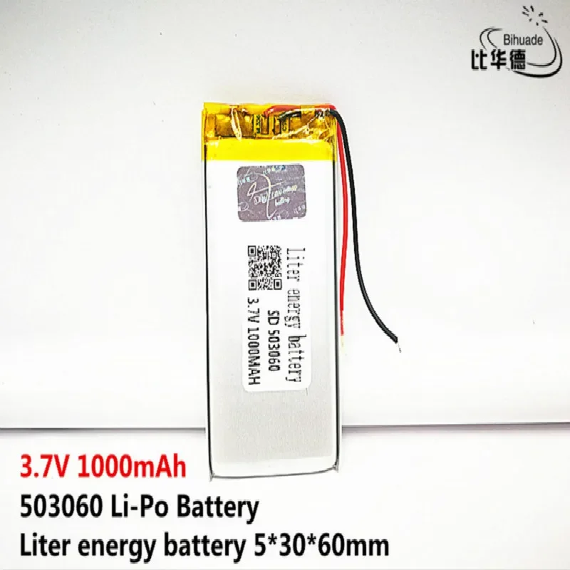 5pcs Liter energy battery Good Qulity 3.7V,1000mAH,503060 Polymer lithium ion / Li-ion battery for TOY,POWER BANK,GPS,mp3,mp4