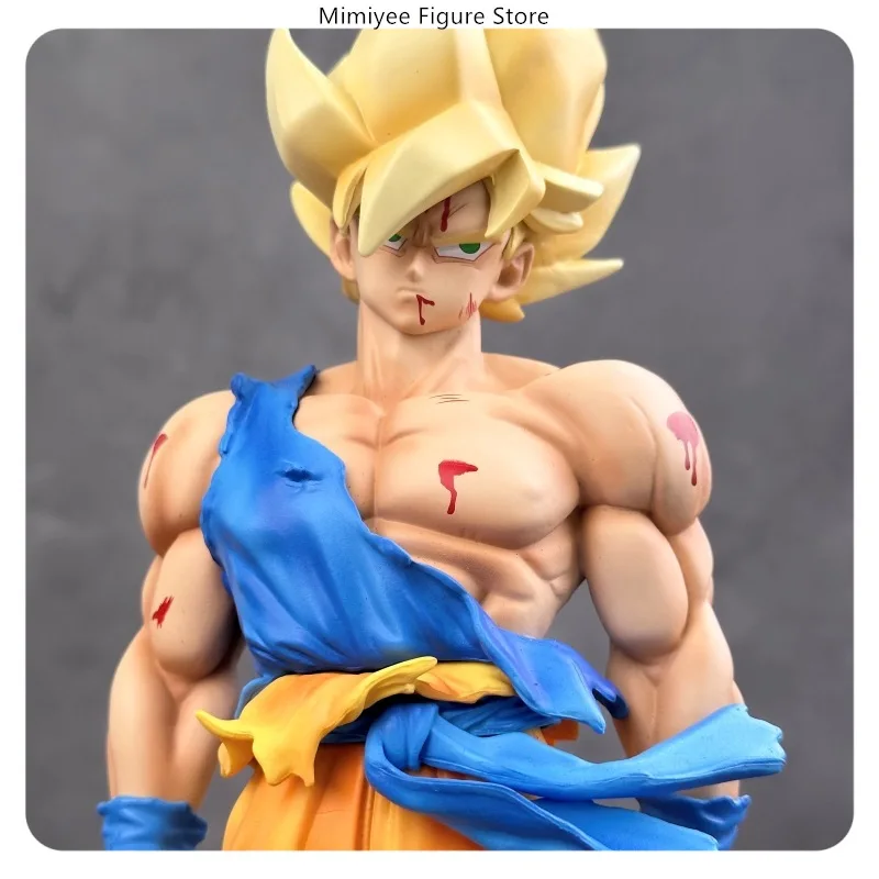 30cm dragon ball goku batalha estilo danificado posição em pé estátua anime figura modelo colecionável decoração de mesa presente