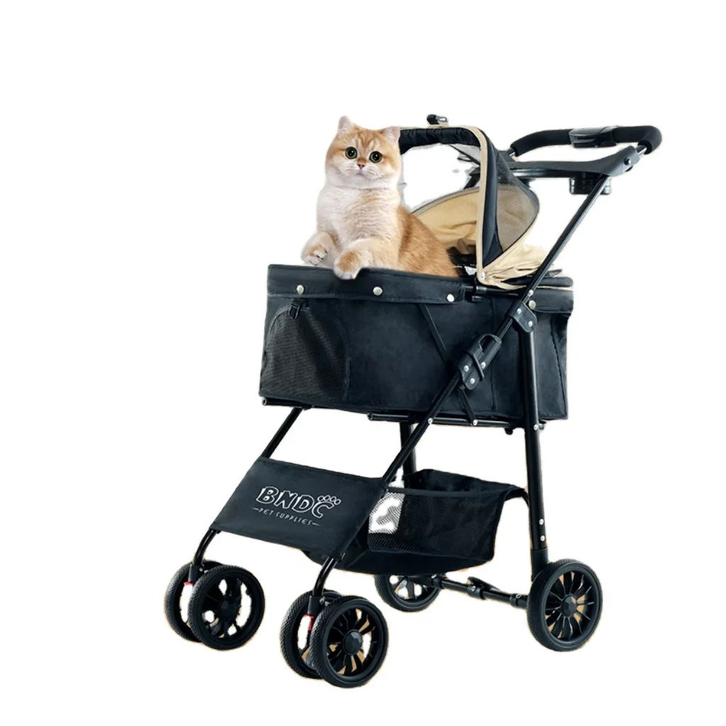 

Folding Stroller For Dogs And Cats Pet Transport Trolley Four Rounds Pet Travel Stroller - Foldable With One Hand