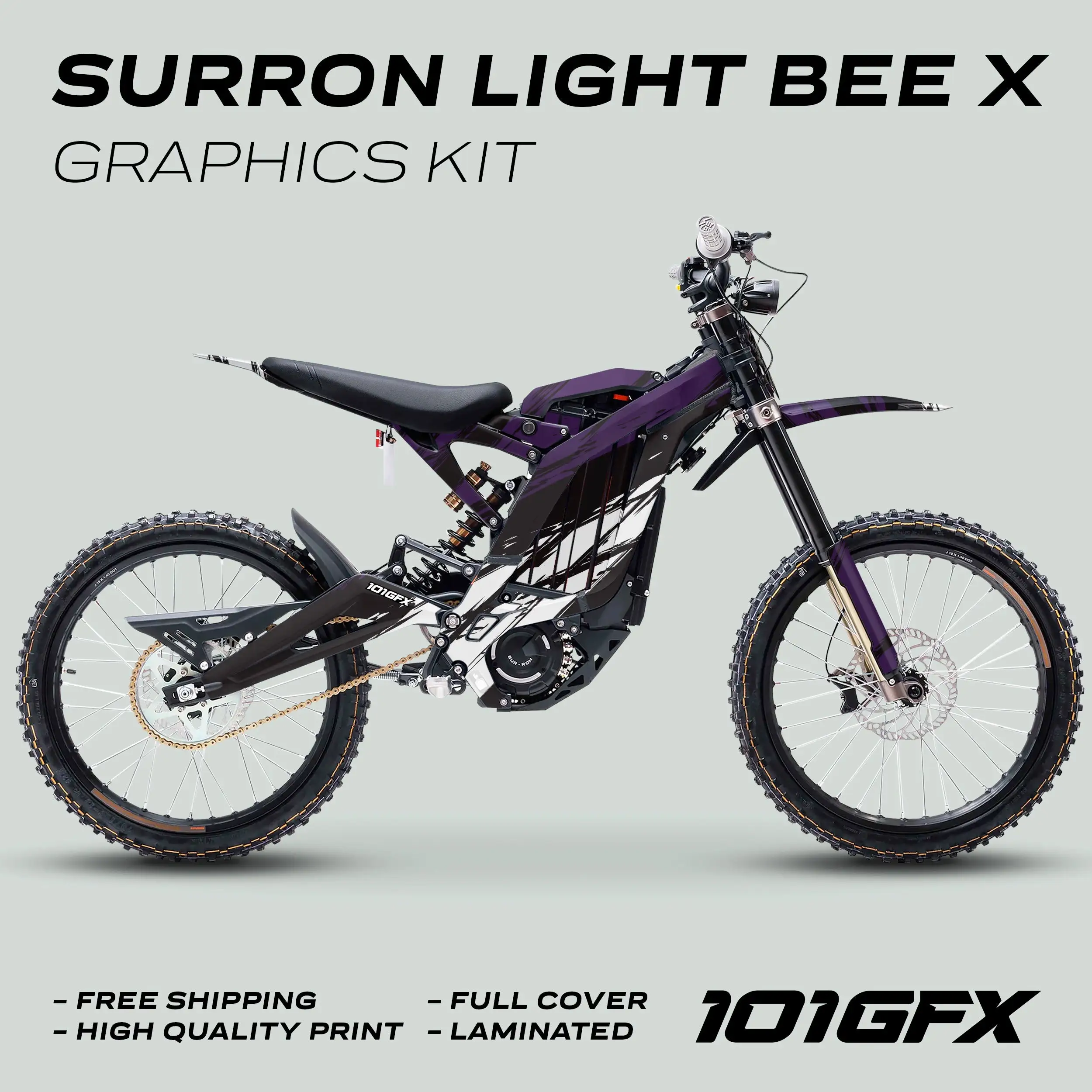 Graphics Kit SLICE BLACK PURPLE Stickers Grunge Scratch Style Laminated  L1E eBike Emoto For Surron Light Bee X