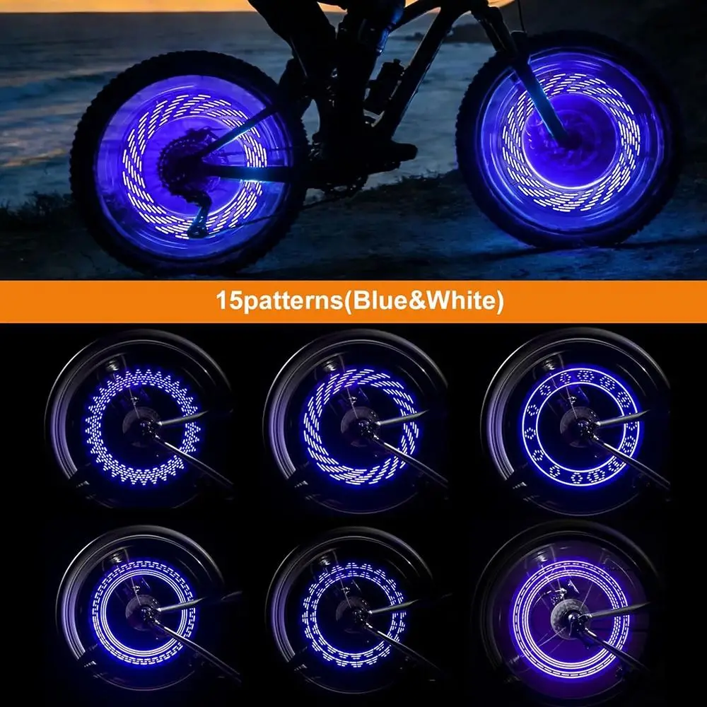 

Flashing Lamp Valve Stem Light Neon Flashing Multi-Patterned Bike Spoke LED Waterproof Glow Dark Bike Wheel Lights Night Riding