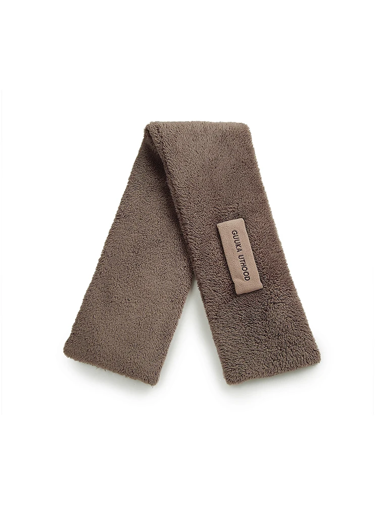 Guukahero Thickened Plush Scarf Women's Winter Warm Versatile Small Neck Warmer Polyester Fiber Long Rectangle Scarf