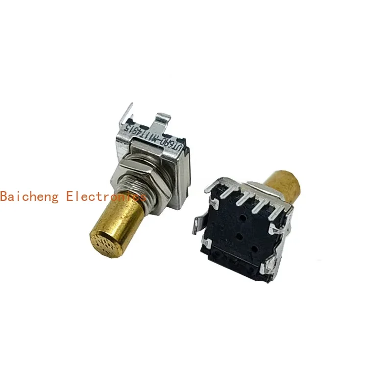 1PCS Rotary encoder 32 positioning with button switch E33VT6A0-M11T 5-pin brass shaft 14mm
