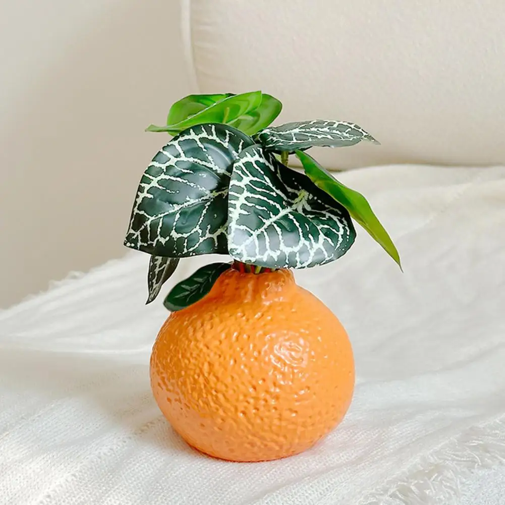 Modern Flower Container Orange Vase Orange Shaped Vase Decorative Hydroponics Planter Small Orange Fruit Design Pot for Home