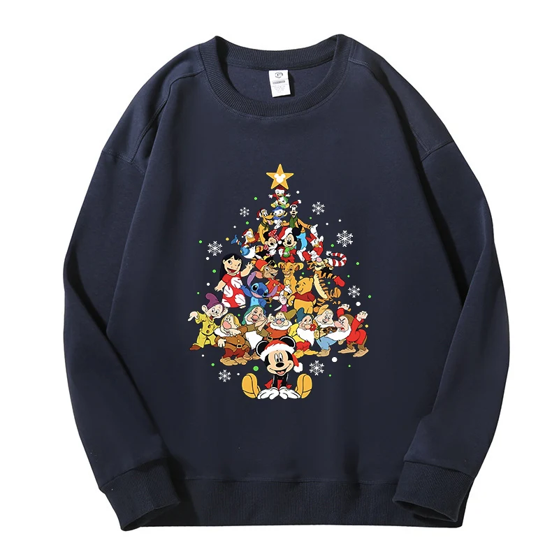 Disney Mickey Mouse Adult Sweatshirt Anime Cartoon Christmas Print Pullover Kawaii Winter Casual Warm Tops Cute Birthday Gifts