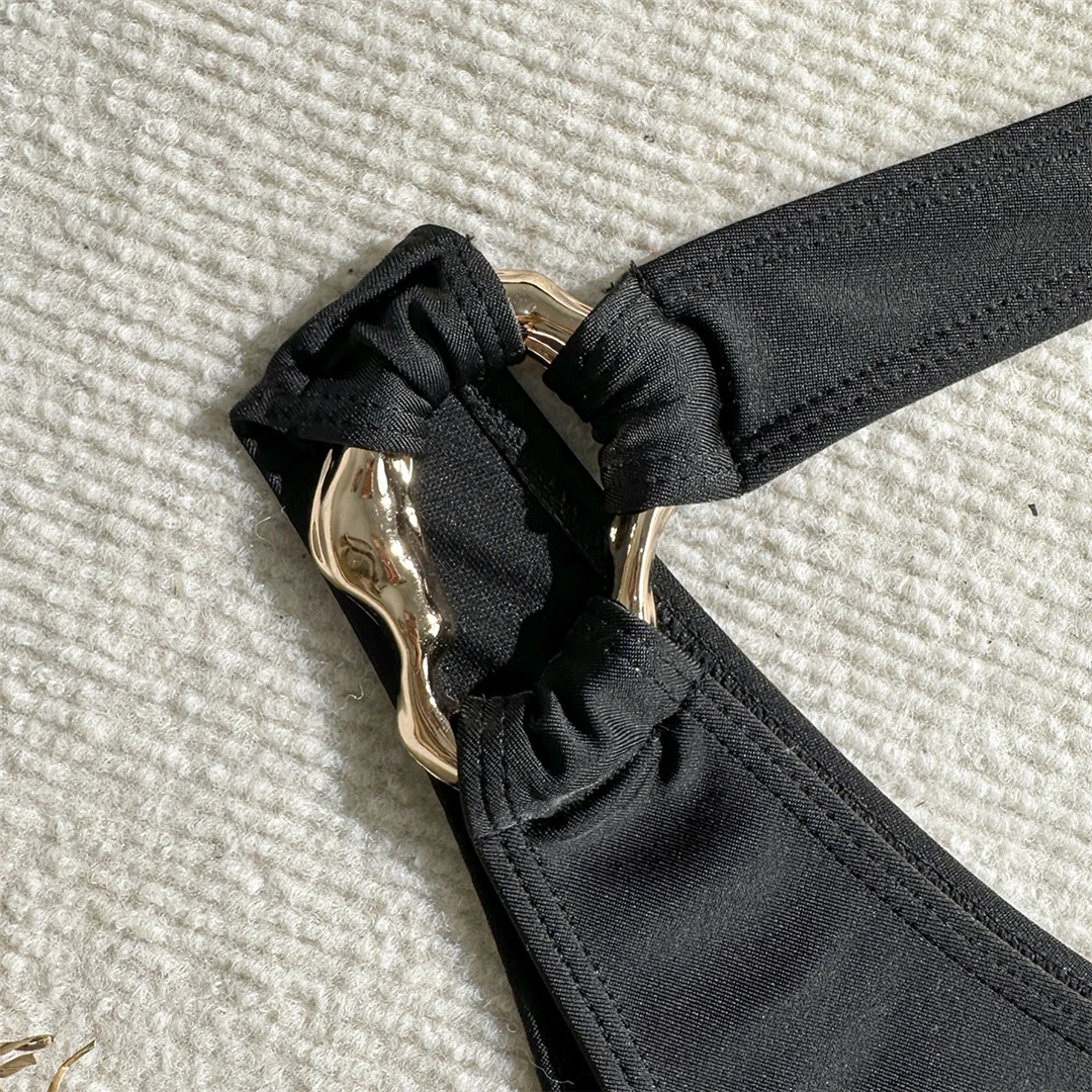 Sexy asymmetrischer One-Shoulder-Badeanzug mit Metallring für Damen, einteiliger Badeanzug, hoch geschnitten, gepolstert, Badebekleidung, Badeanzug, Modell V6255 – Detail 35