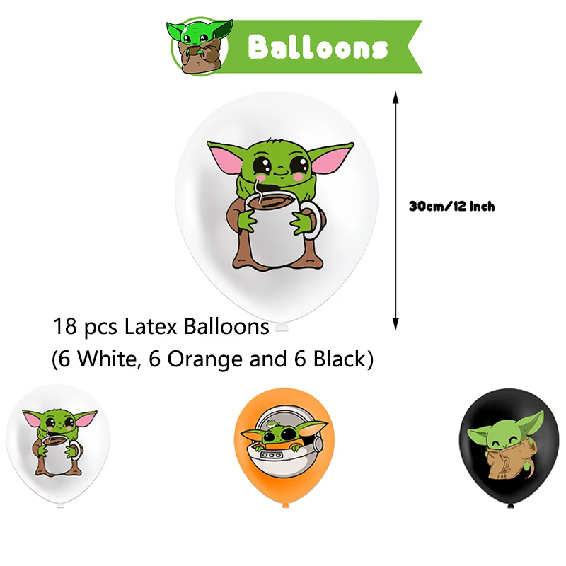 Disney Yoda Birthday Decor Mandalorian Disposable Tableware Tablecloth Plate Backdrop Balloon Baby Shower Kids Party Supplies