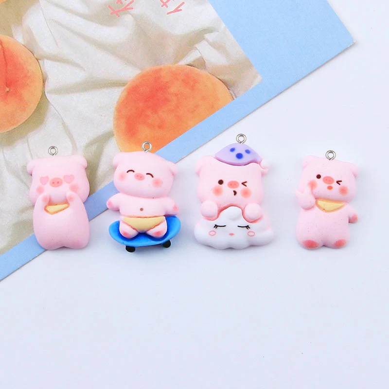 

100pcs Resin Charms Cute Pig Flatback for Necklace Pendant Keychain Earring DIY Jewelry Making Pendant Accessories