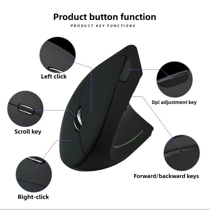 2.4G Wireless Vertical Mouse Battery Powered Vertical Ergonomic Upright Game Mouse Optical Mouse For Computer Laptop Gaming