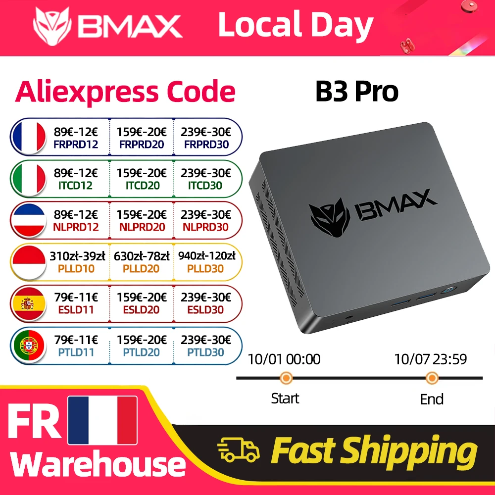 BMAX B3 Pro, PC con Windows 11, processore Intel N4500, 8 GB di RAM, SSD da 256 GB, HDMI, USB, Wi-Fi a doppia banda, supporta 4K a 60 Hz, scheda grafica Intel HD, mini PC.