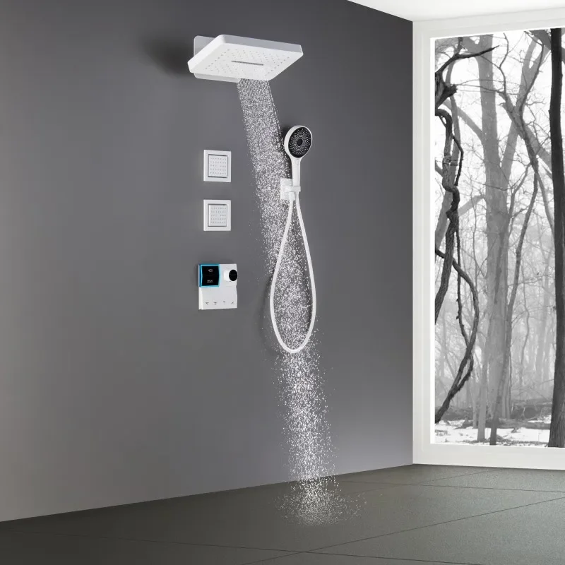 luxury rainfall shower thermostatic bath tap three function concealed constant  shower set embedded thermostatic shower set