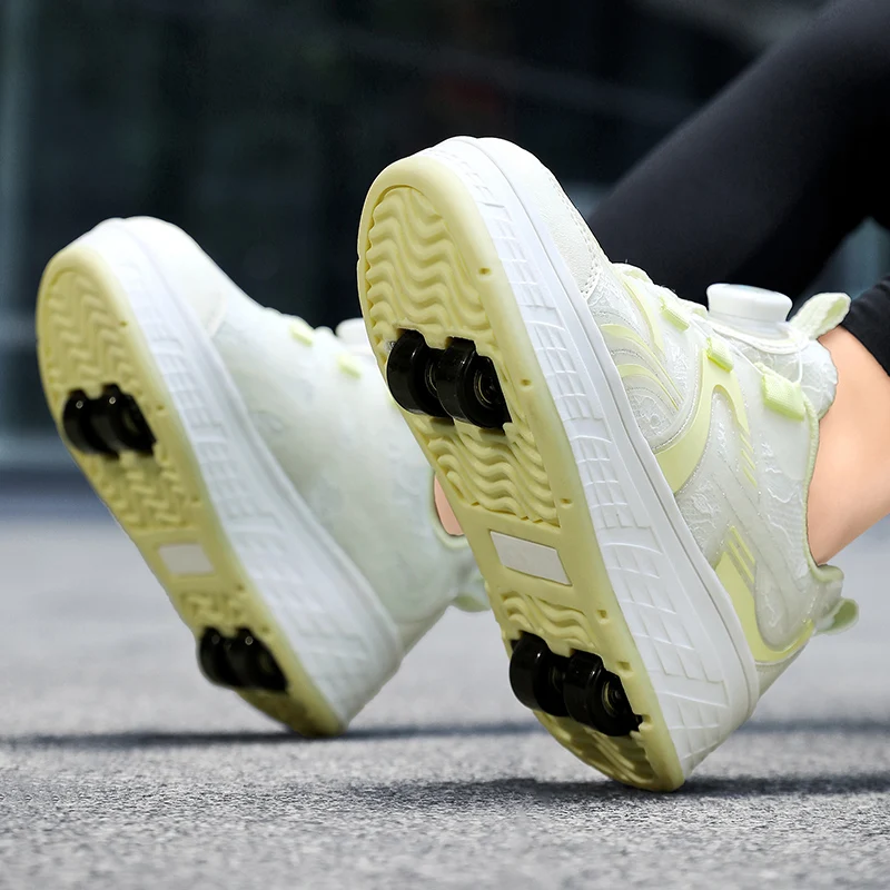 

Кроссовки для девочек, осень 2023, новый стиль, детские четырехколесные складные роликовые коньки, студенческие дышащие роликовые коньки