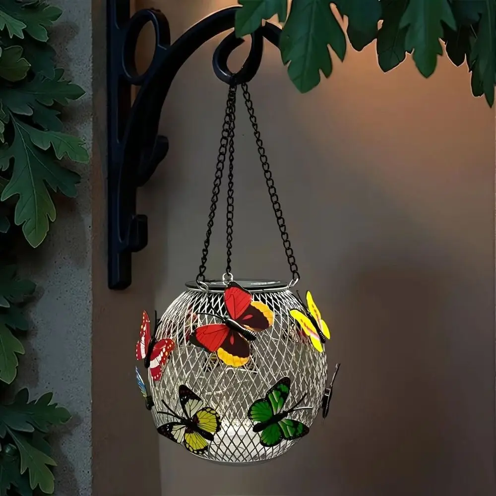 Waterproof Solar Butterfly Hanging Light Retro with Hook Wireless Outdoor Lights Multifunctional Rechargeable