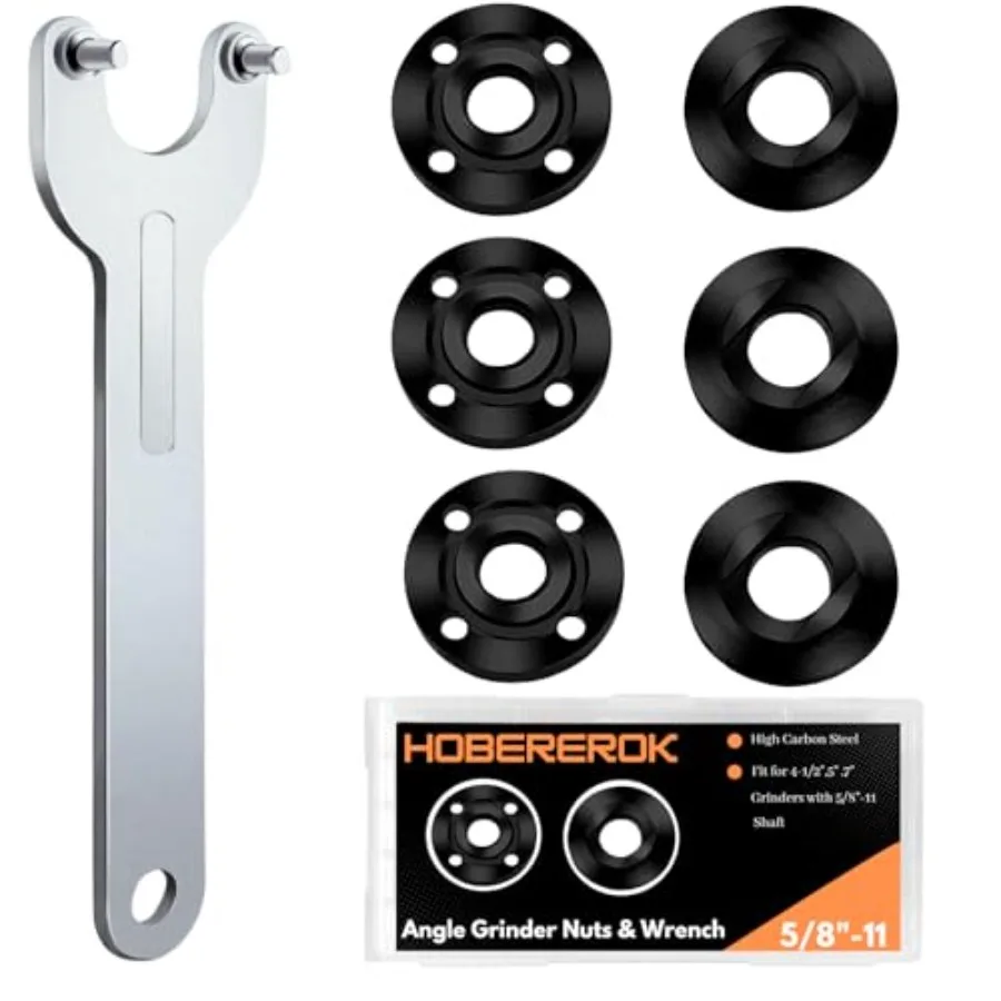 

7PCS Angle Grinder Nut and Wrench Kit 5/8-11 Thread Compatible with Dewalt, Milwaukee, Makita, Ryobi and Bosch 4.5"/5"/7" Grind